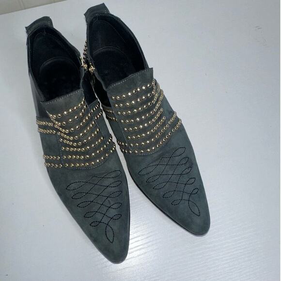 Anine Bing Charlie Low Pointed Toe Suede Studded Booties Women's US 6 Gray - Picture 2 of 8